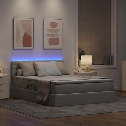 Letto con contenitore e LED Grigio chiaro 140 x 190 cm