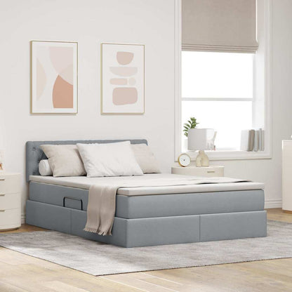 Letto con contenitore e LED Grigio chiaro 140 x 190 cm