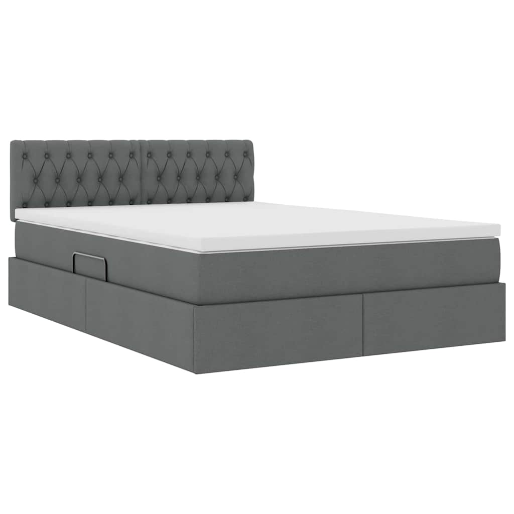 Letto con contenitore e LED Grigio scuro 140 x 190 cm