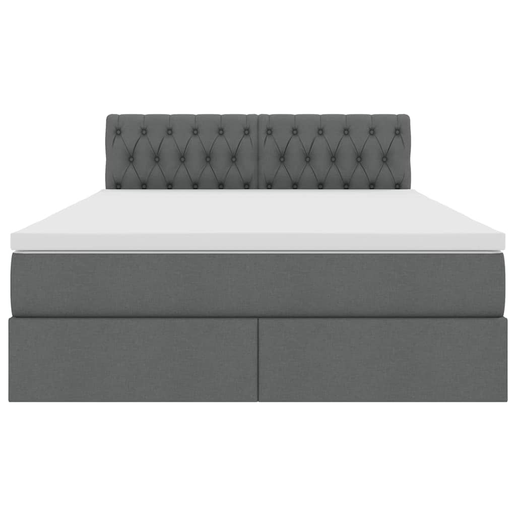 Letto con contenitore e LED Grigio scuro 140 x 190 cm
