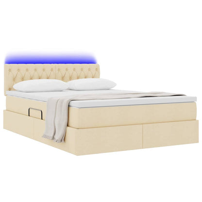 Letto con contenitore e LED con led Crema 140 x 190 cm Tessuto | homemem39