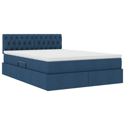 Letto con contenitore e LED Blu 140 x 190 cm Poliestere