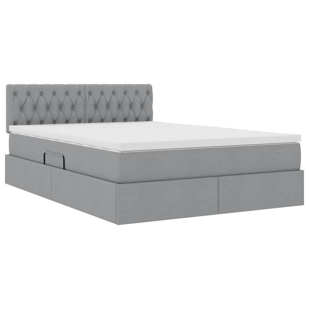 Letto con contenitore e LED Grigio chiaro 140 x 200 cm Tessuto | homemem39