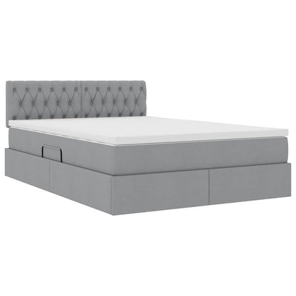 Letto con contenitore e LED Grigio chiaro 140 x 200 cm