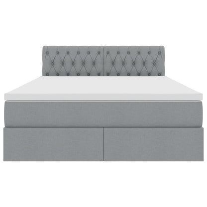 Letto con contenitore e LED Grigio chiaro 140 x 200 cm