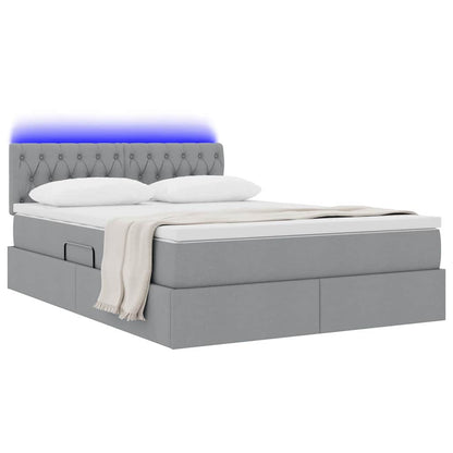 Letto con contenitore e LED Grigio chiaro 140 x 200 cm