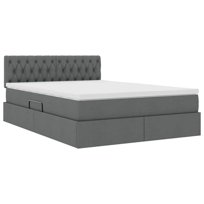 Letto con contenitore LED e materasso Grigio Scuro 140 x 200 cm