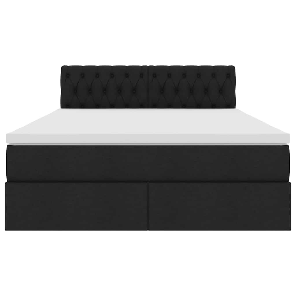Letto con contenitore e LED con led Nero 140 x 200 cm Tessuto | homemem39