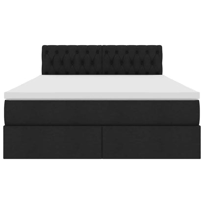 Letto con contenitore LED e materasso Nero 140 x 200 cm Tessuto