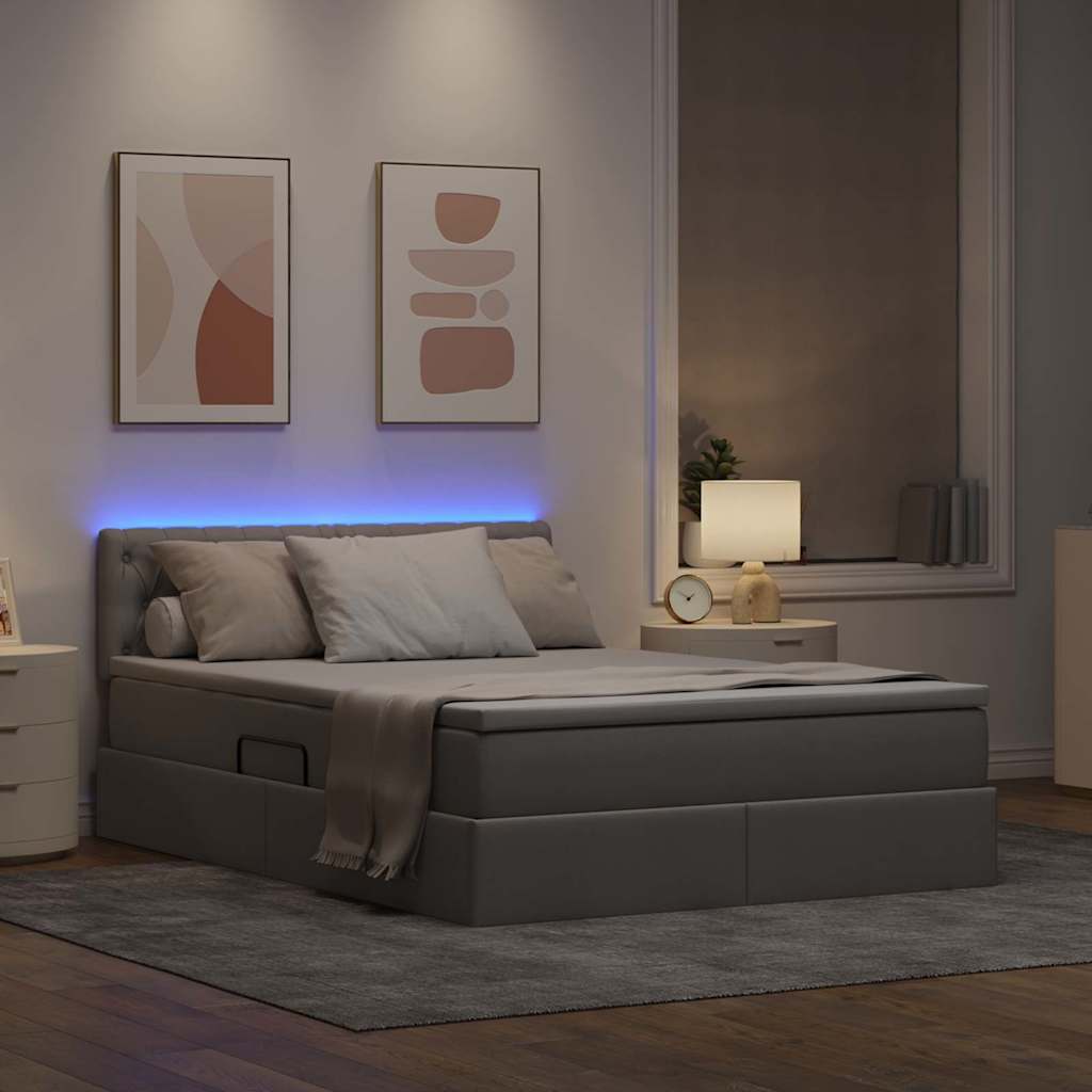 Letto con contenitore e LED con led Talpa 140 x 200 cm Tessuto | homemem39