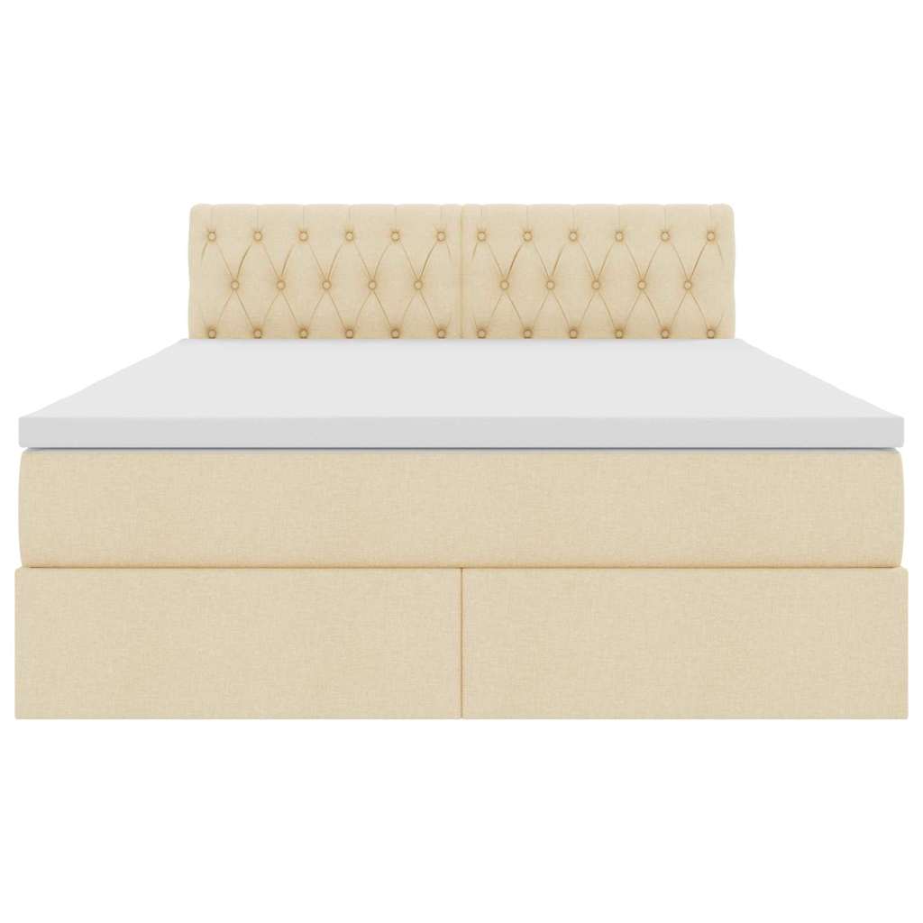 Letto con contenitore e LED con led Crema 140 x 200 cm Tessuto | homemem39