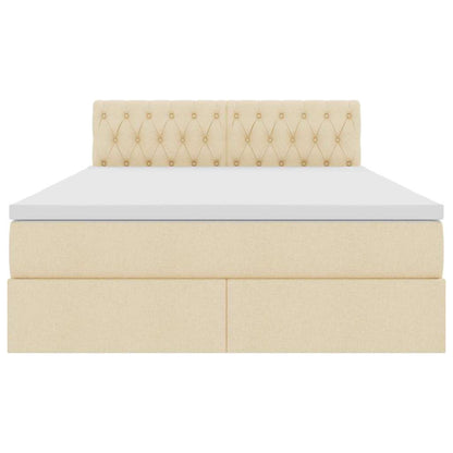 Letto con contenitore e LED con led Crema 140 x 200 cm Tessuto | homemem39