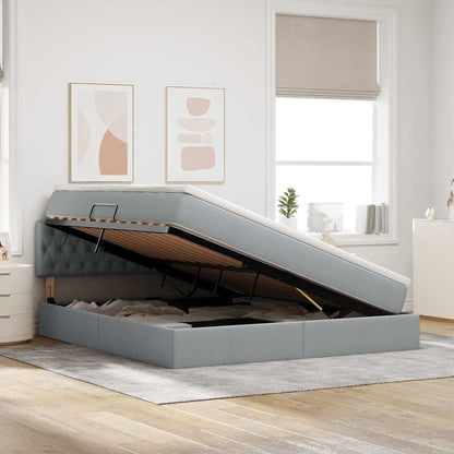 Letto con contenitore e LED Grigio chiaro 160 x 200 cm Tessuto | homemem39
