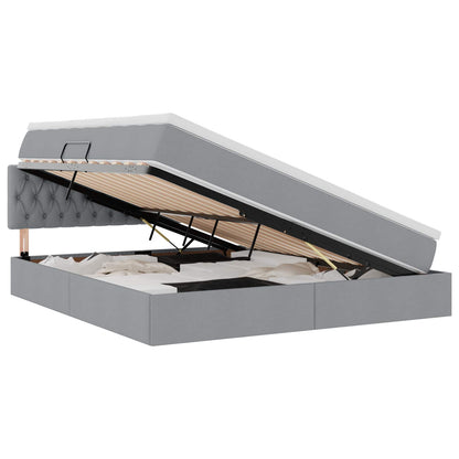 Letto con contenitore e LED Grigio chiaro 160 x 200 cm Tessuto | homemem39