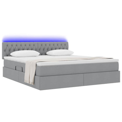 Letto con contenitore e LED Grigio chiaro 160 x 200 cm Tessuto | homemem39