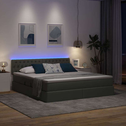 Letto con contenitore LED e materasso Grigio Scuro 160 x 200 cm