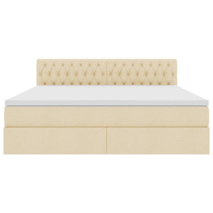 Letto con contenitore e LED con led Crema 160 x 200 cm Tessuto | homemem39