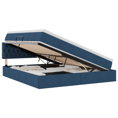 Letto con contenitore e LED con led Blu 160 x 200 cm Tessuto | homemem39