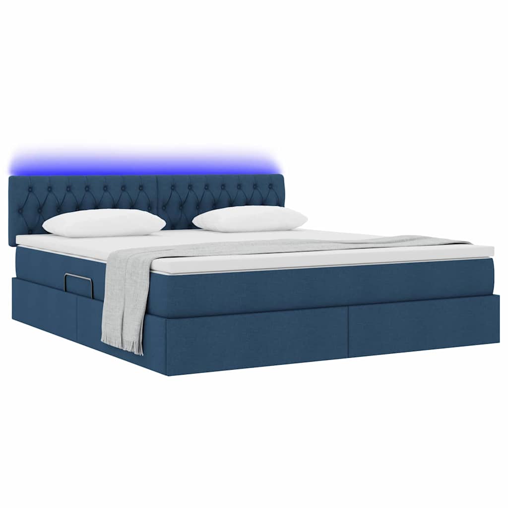 Letto con contenitore e LED con led Blu 160 x 200 cm Tessuto | homemem39