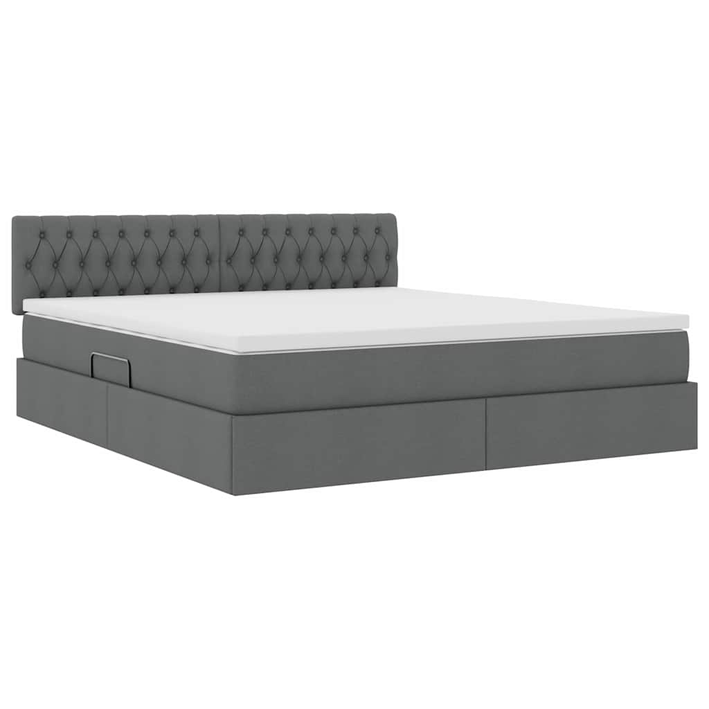 Letto con contenitore e LED Grigio scuro 180 x 200 cm