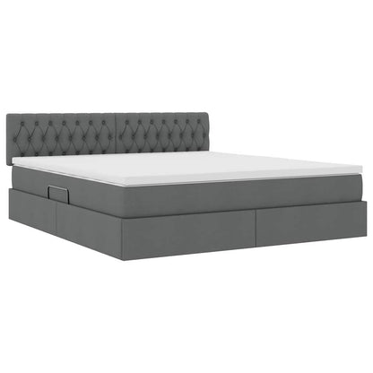 Letto con contenitore e LED Grigio scuro 180 x 200 cm