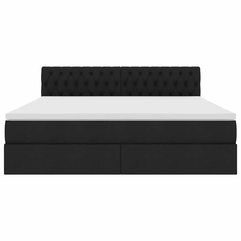 Letto con contenitore e LED con led Nero 180 x 200 cm Tessuto | homemem39