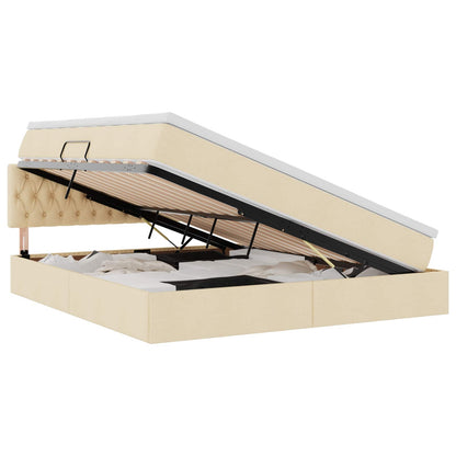 Letto con contenitore e LED con led Crema 180 x 200 cm Tessuto | homemem39