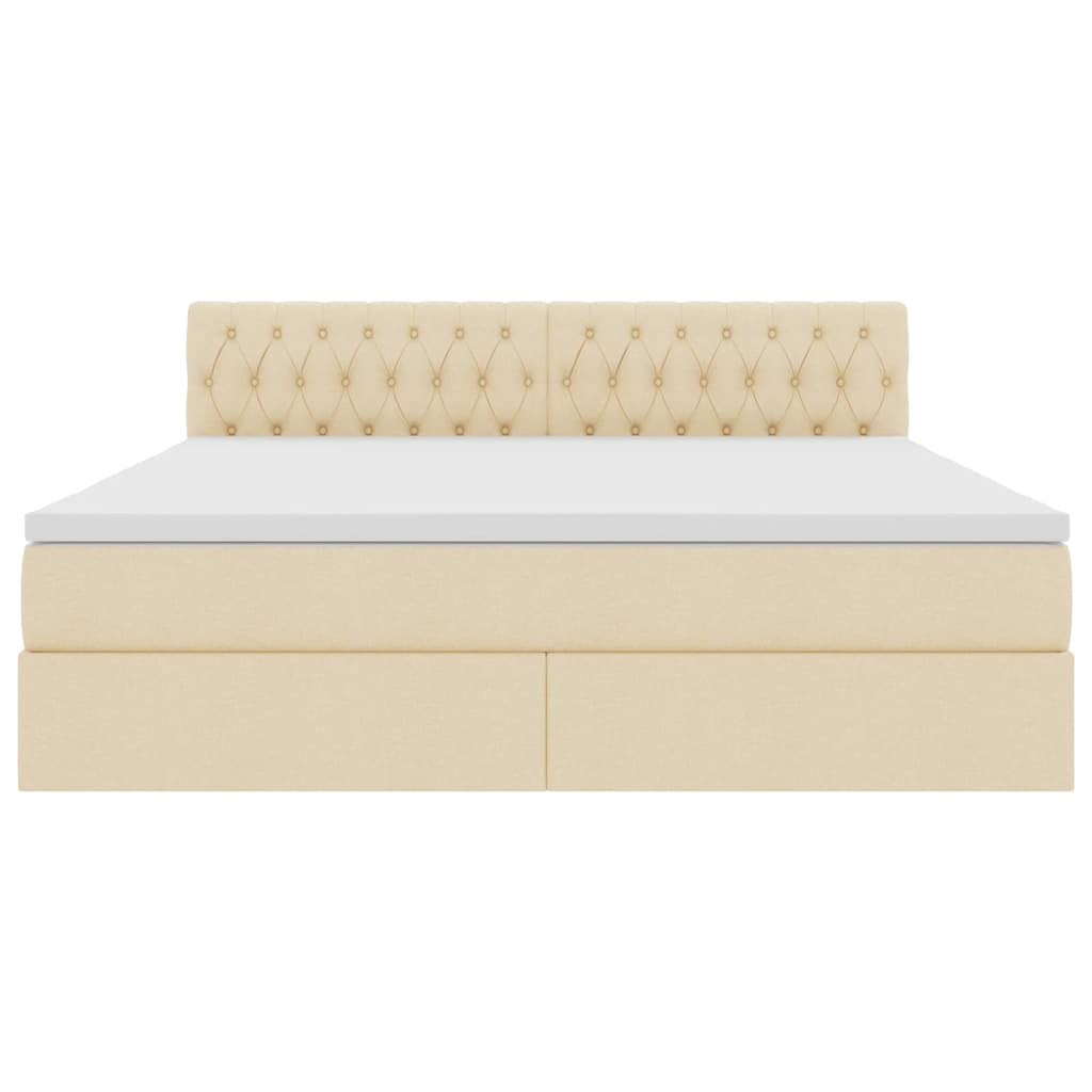 Letto con contenitore e LED con led Crema 180 x 200 cm Tessuto | homemem39