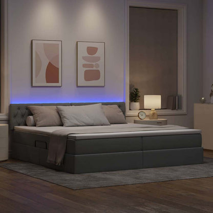 Letto con contenitore e LED Grigio chiaro 200 x 200 cm