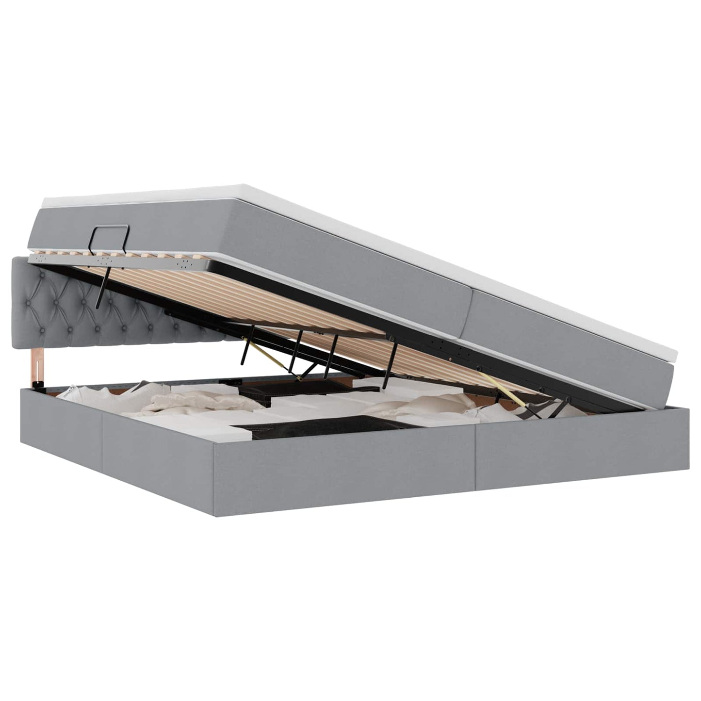 Letto con contenitore e LED Grigio chiaro 200 x 200 cm