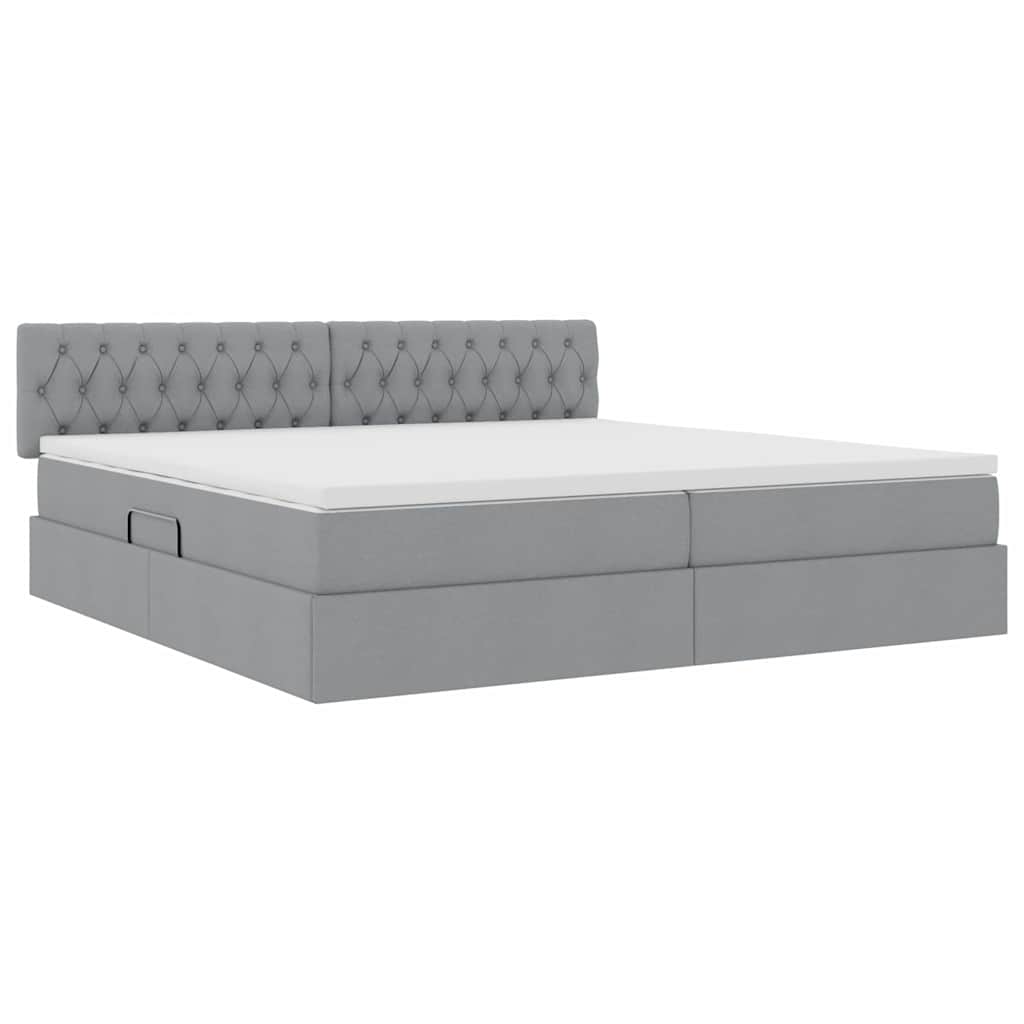 Letto con contenitore e LED Grigio chiaro 200 x 200 cm