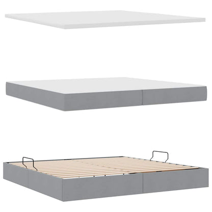 Letto con contenitore e LED Grigio chiaro 200 x 200 cm