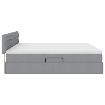 Letto con contenitore LED e materasso Grigio Chiaro