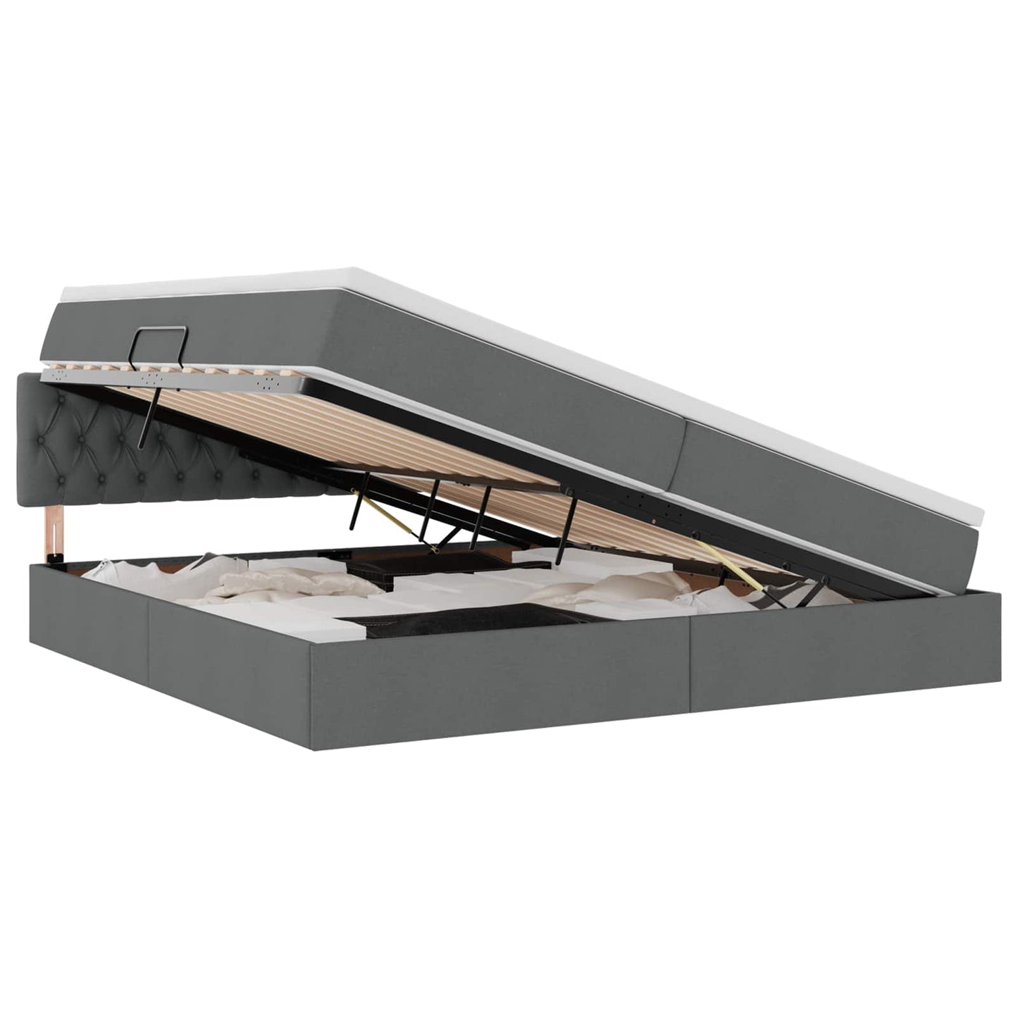 Letto con contenitore LED e materasso Grigio Scuro 200 x 200 cm