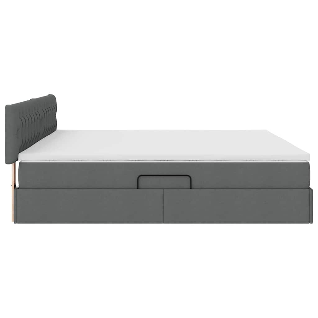 Letto con contenitore e LED Grigio scuro 200 x 200 cm Tessuto | homemem39