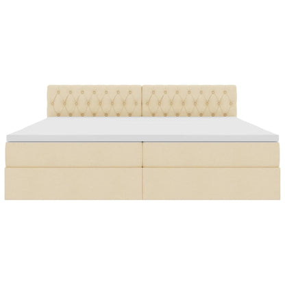 Letto con contenitore e LED con led Crema 200 x 200 cm Tessuto | homemem39
