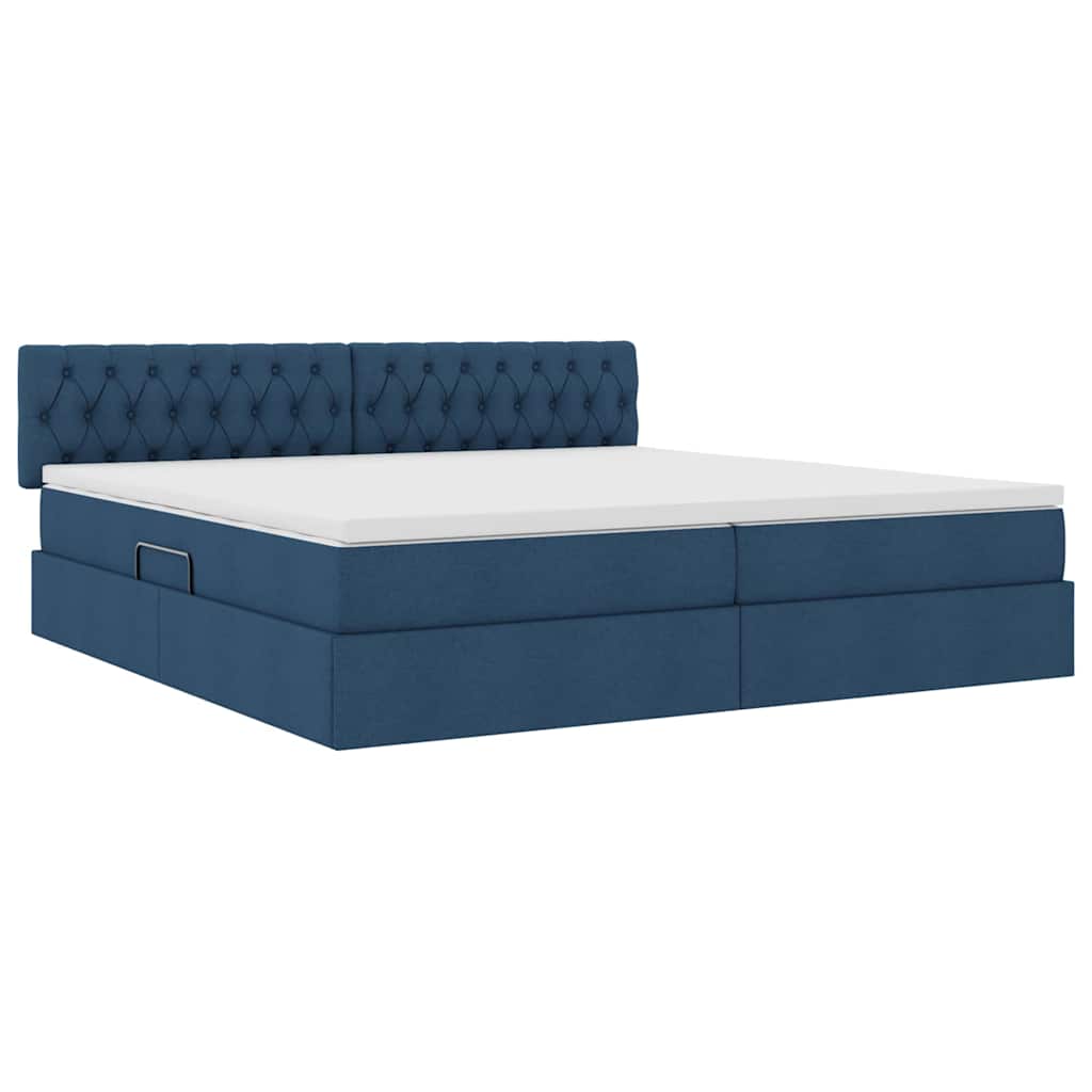 Letto con contenitore e LED con led Blu 200 x 200 cm Tessuto | homemem39