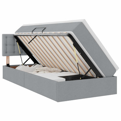 Letto con contenitore e LED Grigio chiaro 90 x 190 cm Tessuto | homemem39