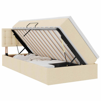 Letto con contenitore e LED con led Crema 90 x 190 cm Tessuto | homemem39