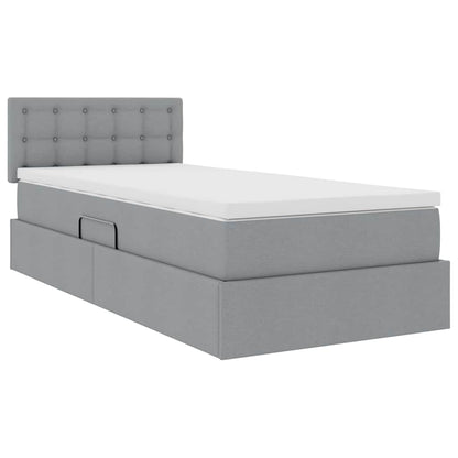Letto con contenitore e LED Grigio chiaro 90 x 200 cm Tessuto | homemem39