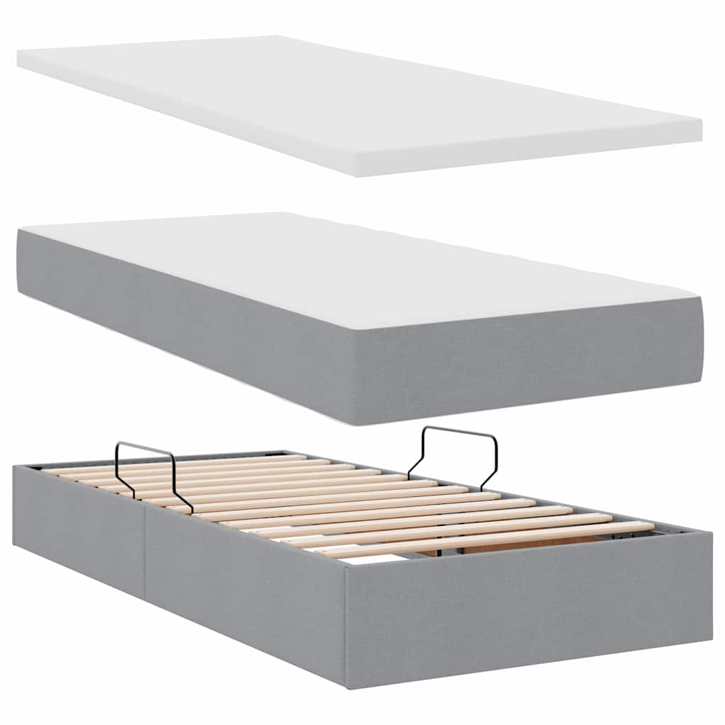 Letto con contenitore e LED Grigio chiaro 90 x 200 cm Tessuto | homemem39