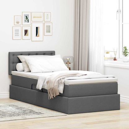 Letto con contenitore e LED Grigio scuro 90 x 200 cm Tessuto | homemem39