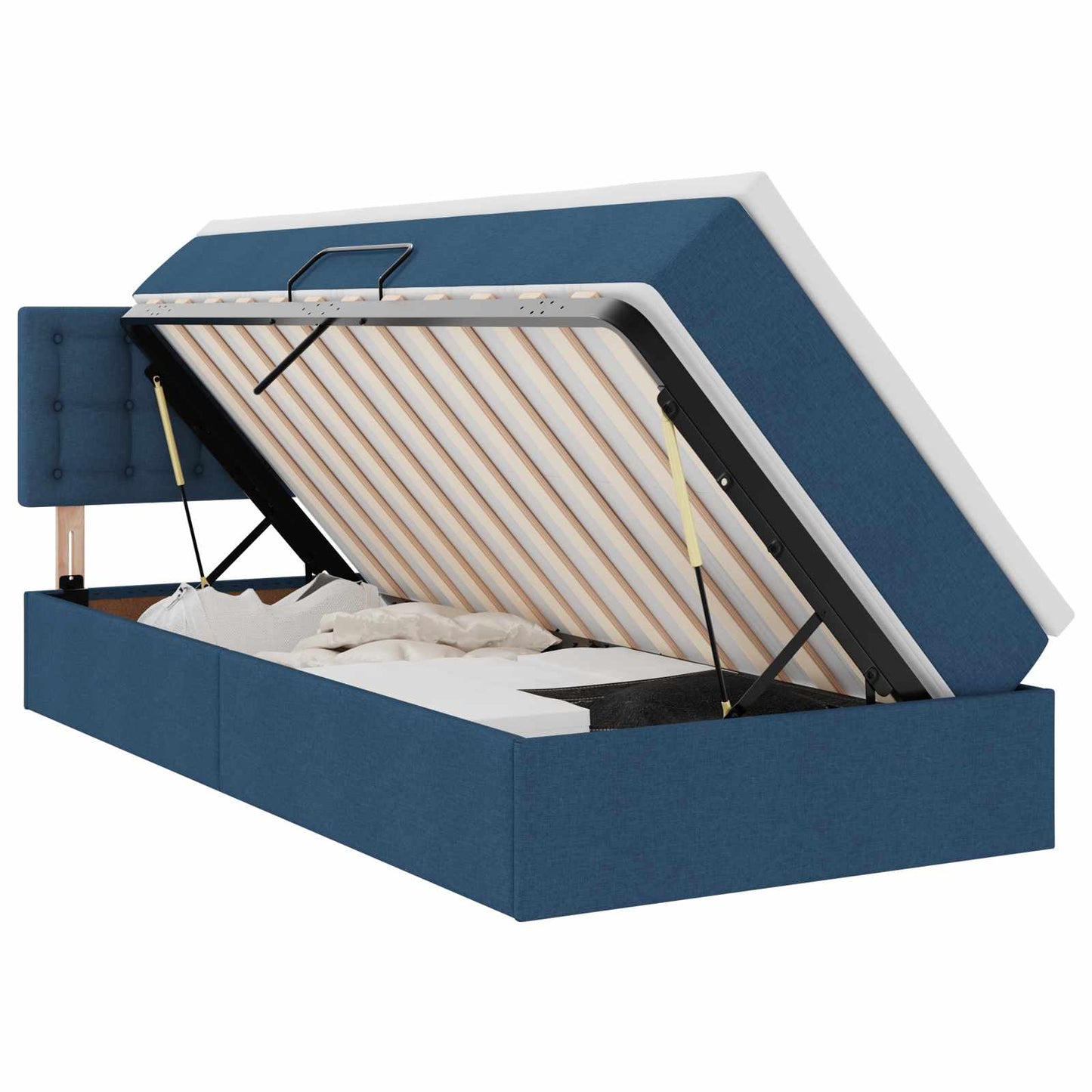 Letto con contenitore e LED con led Blu 90 x 200 cm Tessuto | homemem39