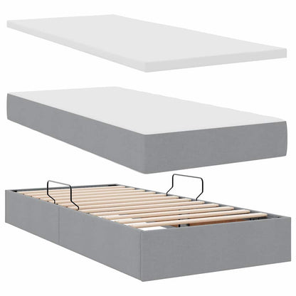 Letto con contenitore e LED Grigio chiaro 100 x 200 cm Tessuto | homemem39