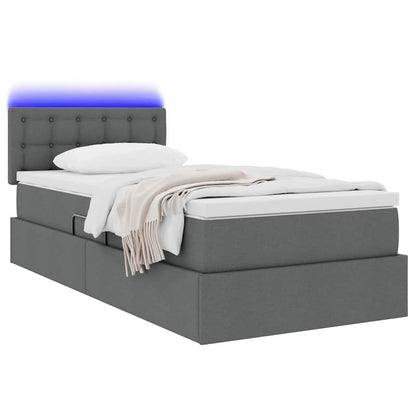 Letto con contenitore LED e materasso Grigio Scuro 100 x 200 cm