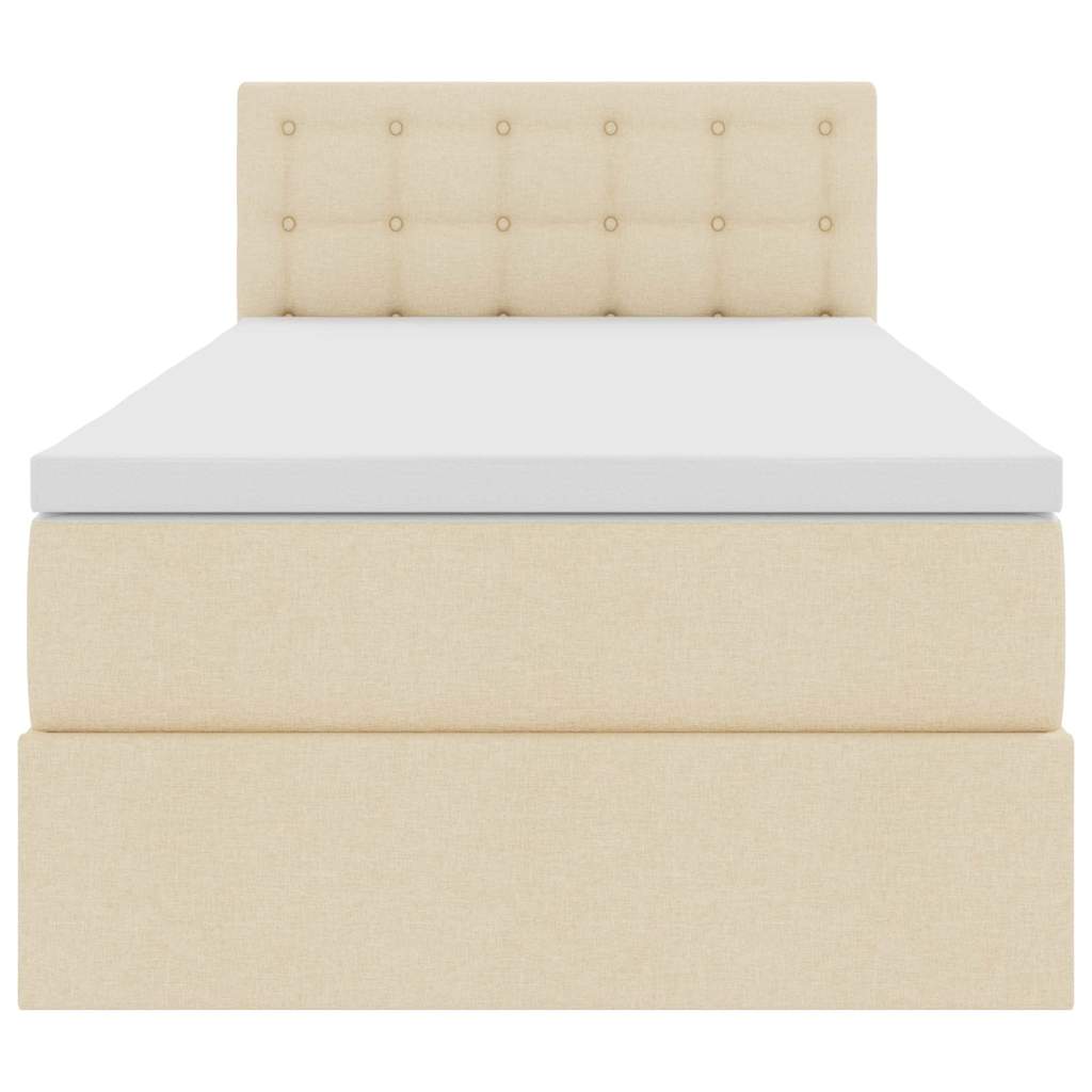Letto con contenitore e LED Crema 100 x 200 cm Tessuto | homemem39