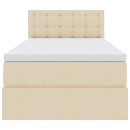 Letto con contenitore e LED Crema 100 x 200 cm Tessuto | homemem39
