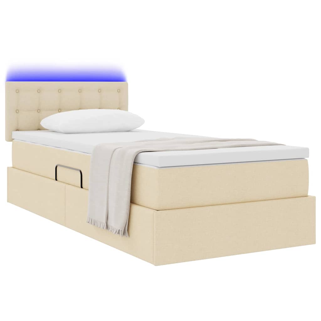 Letto con contenitore e LED Crema 100 x 200 cm Tessuto | homemem39