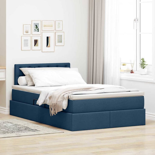 Letto con contenitore LED e materasso Blu 120 x 190 cm Tessuto | homemem39