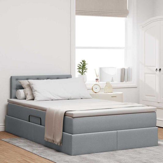 Letto con contenitore e LED Grigio chiaro 120 x 200 cm